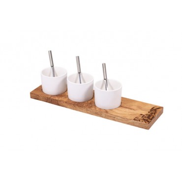 Set d'apéro "Jeune bouquetin", petit, chêne rustique, 40 x 11 x 2 cm