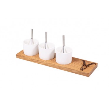 Set d'apéro "Bouquetin", petit, chêne rustique, 40 x 11 x 2 cm
