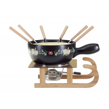 DESTOCKAGE SET FONDUE FROMAGE LUGE FLEURS