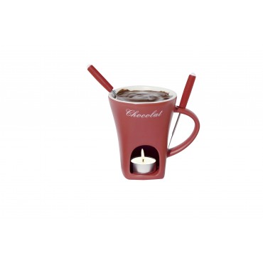 SET FONDUE CHOCOLAT TASSE ROUGE